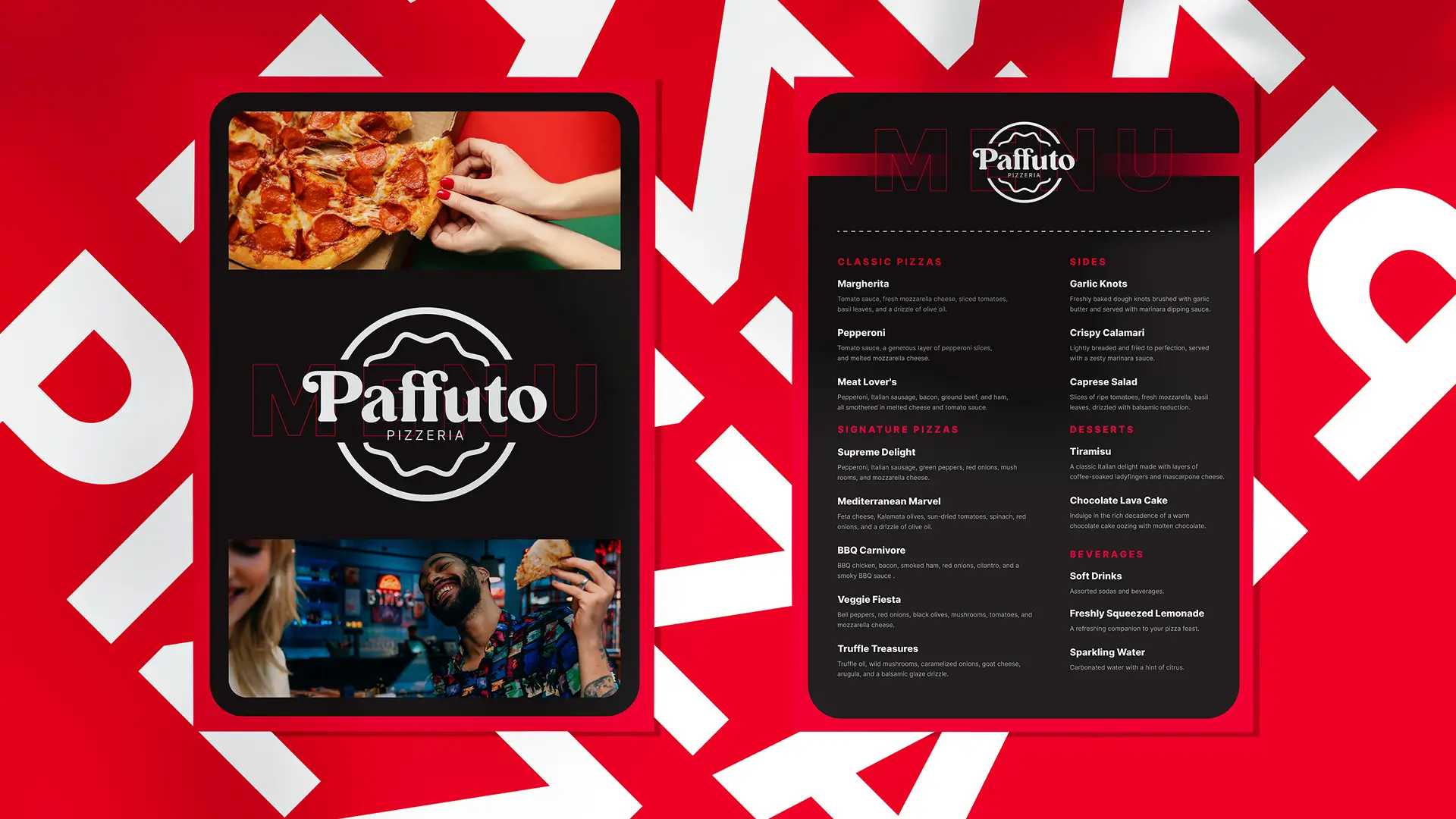 Paffuto brand identity applied to offline use