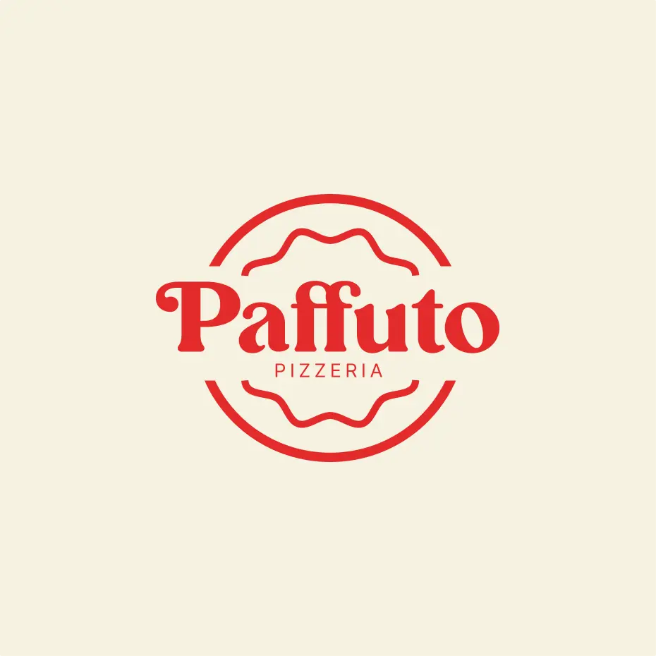 Paffuto logo lockup on warm beige background