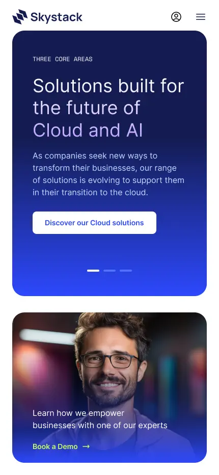 Skystack solutions page hero section