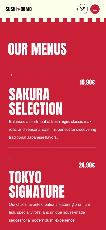 Events section mobile view
